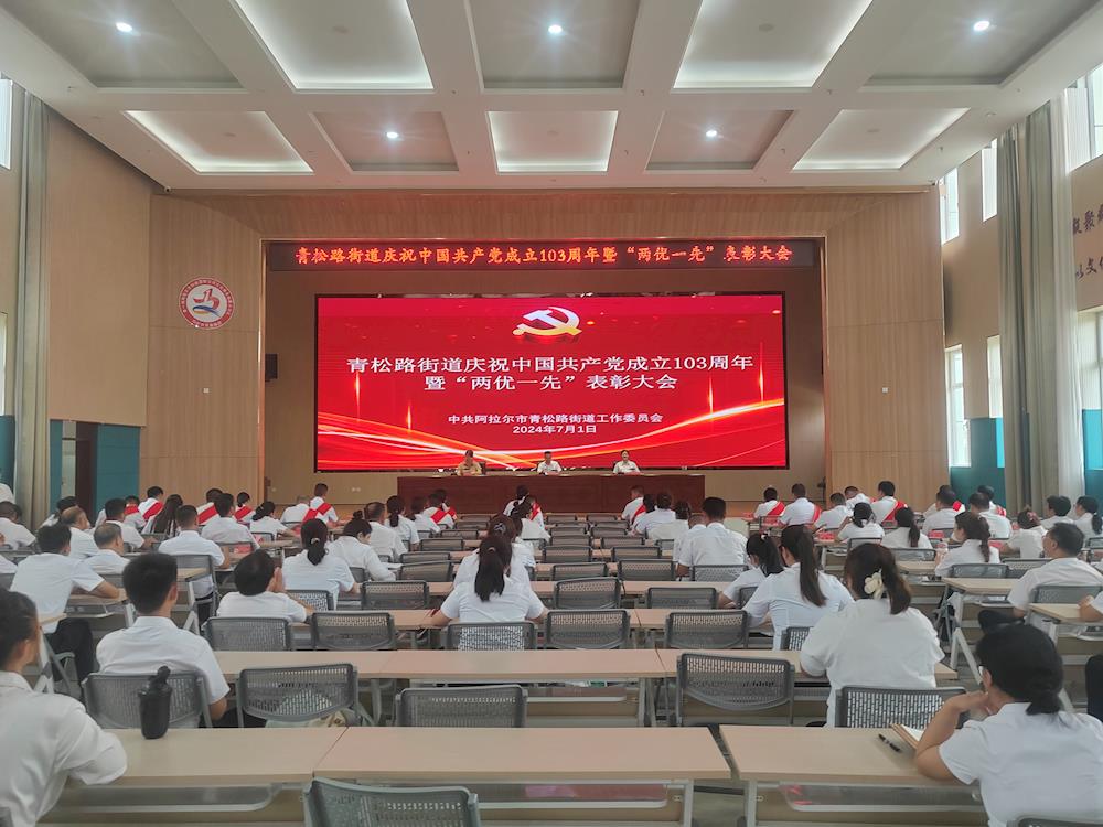 青松路街道黨工委舉行慶祝中國共產黨成立103周年暨“兩優一先”表彰大會